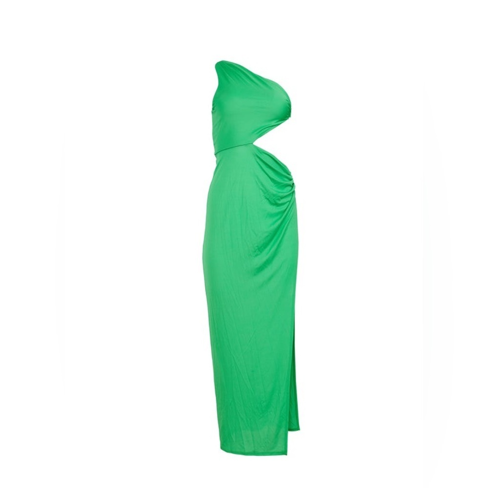 Fleur du Mal Asymmetric Side Knot Dress One-Shoulder Green Women’s XS cutouts - Picture 6 of 11